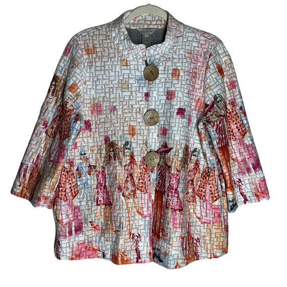 Multiples Camellia Quilted Button Front Petite Jacket Printed Texture Size PL - Picture 1 of 8